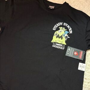 Monopoly Tango Hotel Steady Stackin' Black Graphic Tee XL